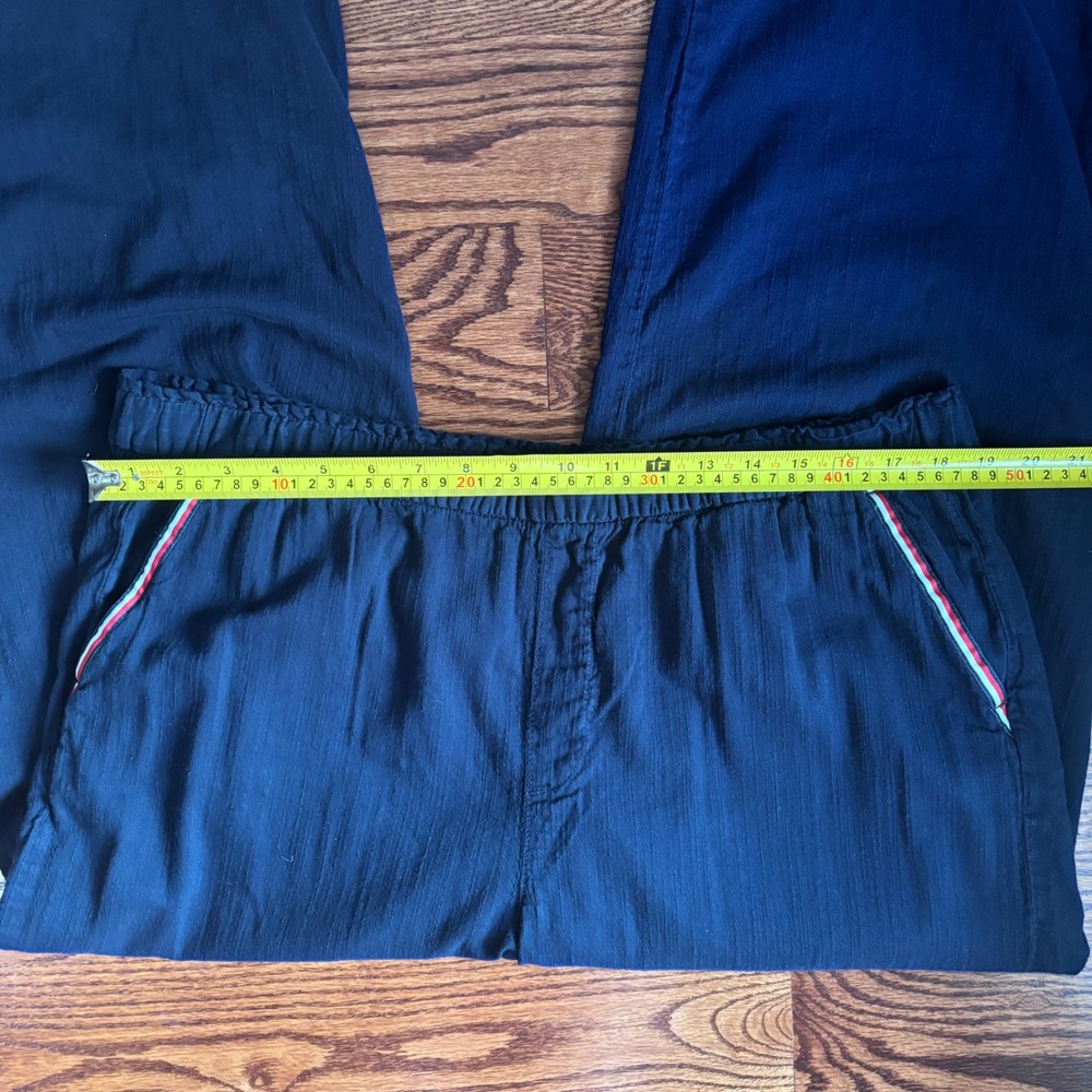Tommy Hilfiger Womens Navy Blue Wide Leg Elastic Waist Pants XL Striped Trim - Picture 9 of 9